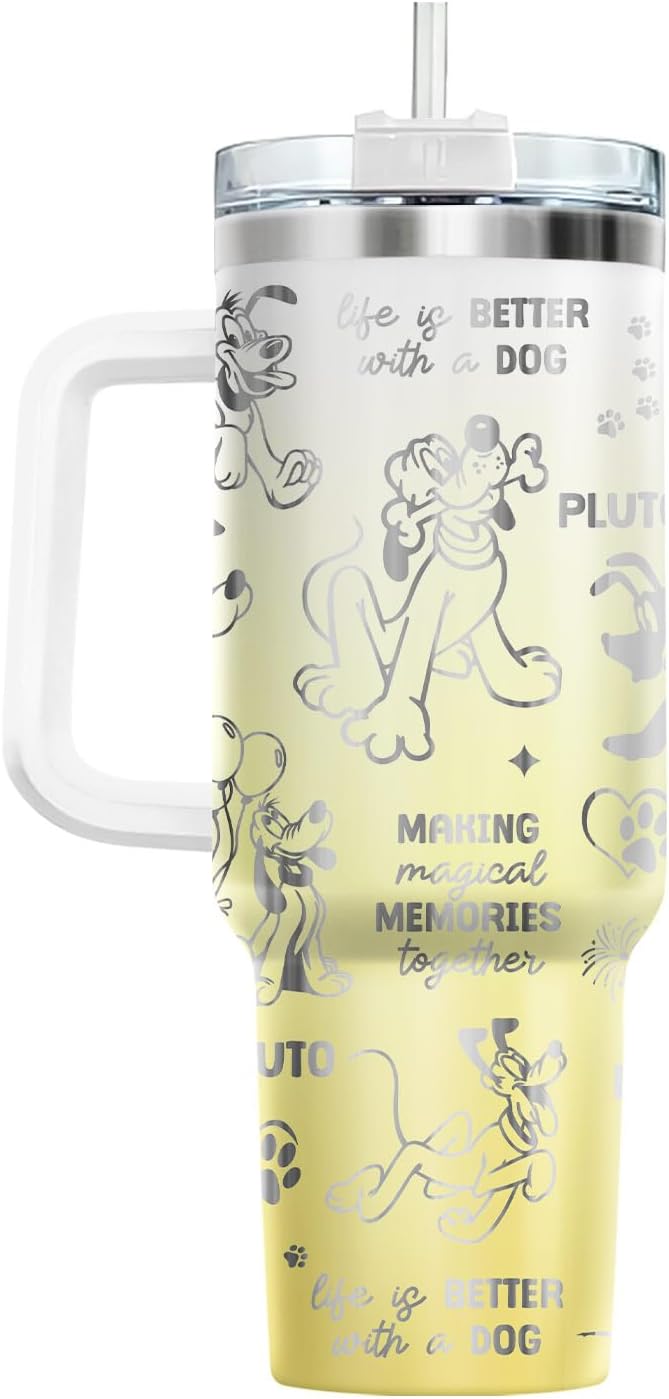 Movie Cartoon Dog Tumbler 40oz with Handle & Straw