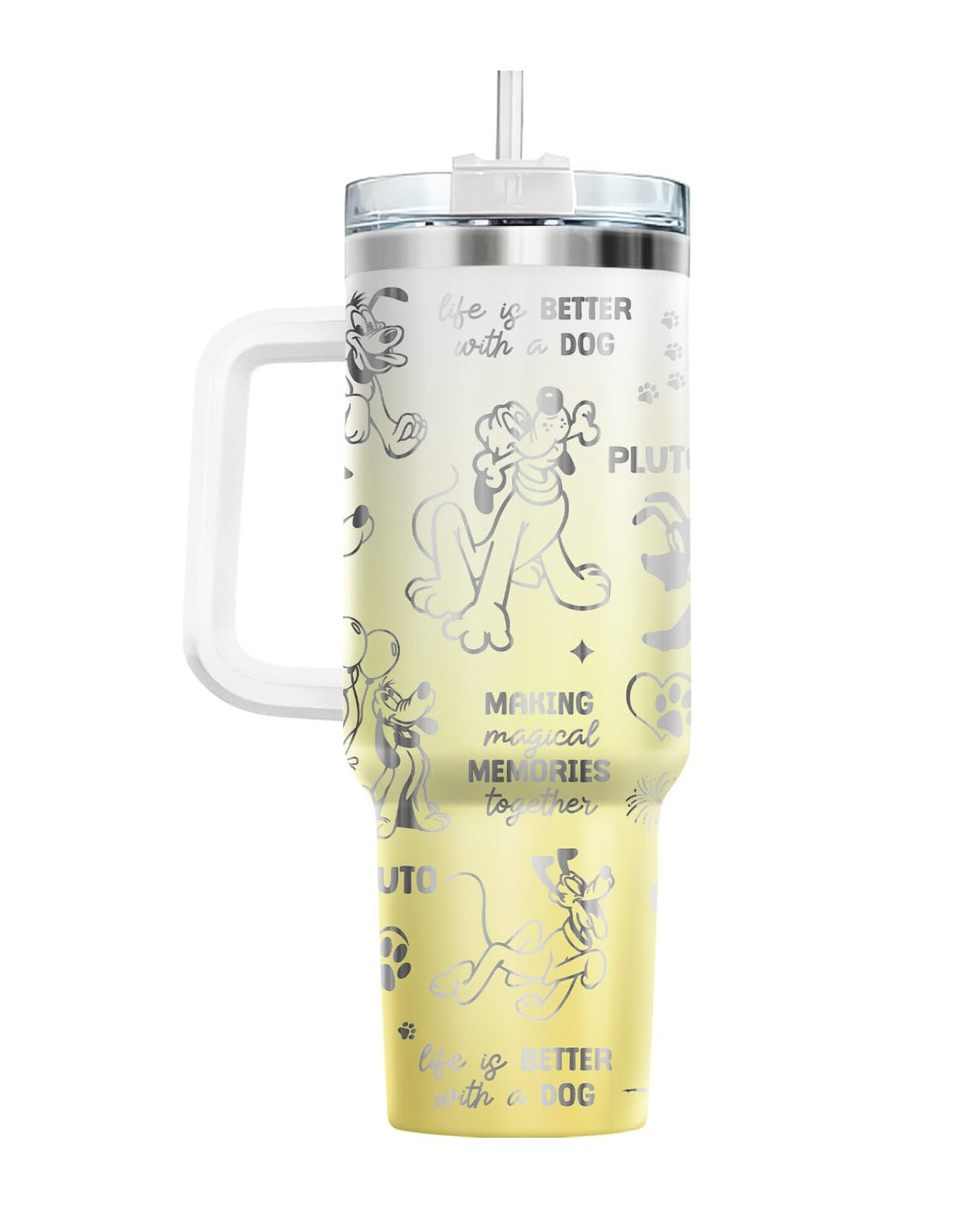 Movie Cartoon Dog Tumbler 40oz with Handle & Straw