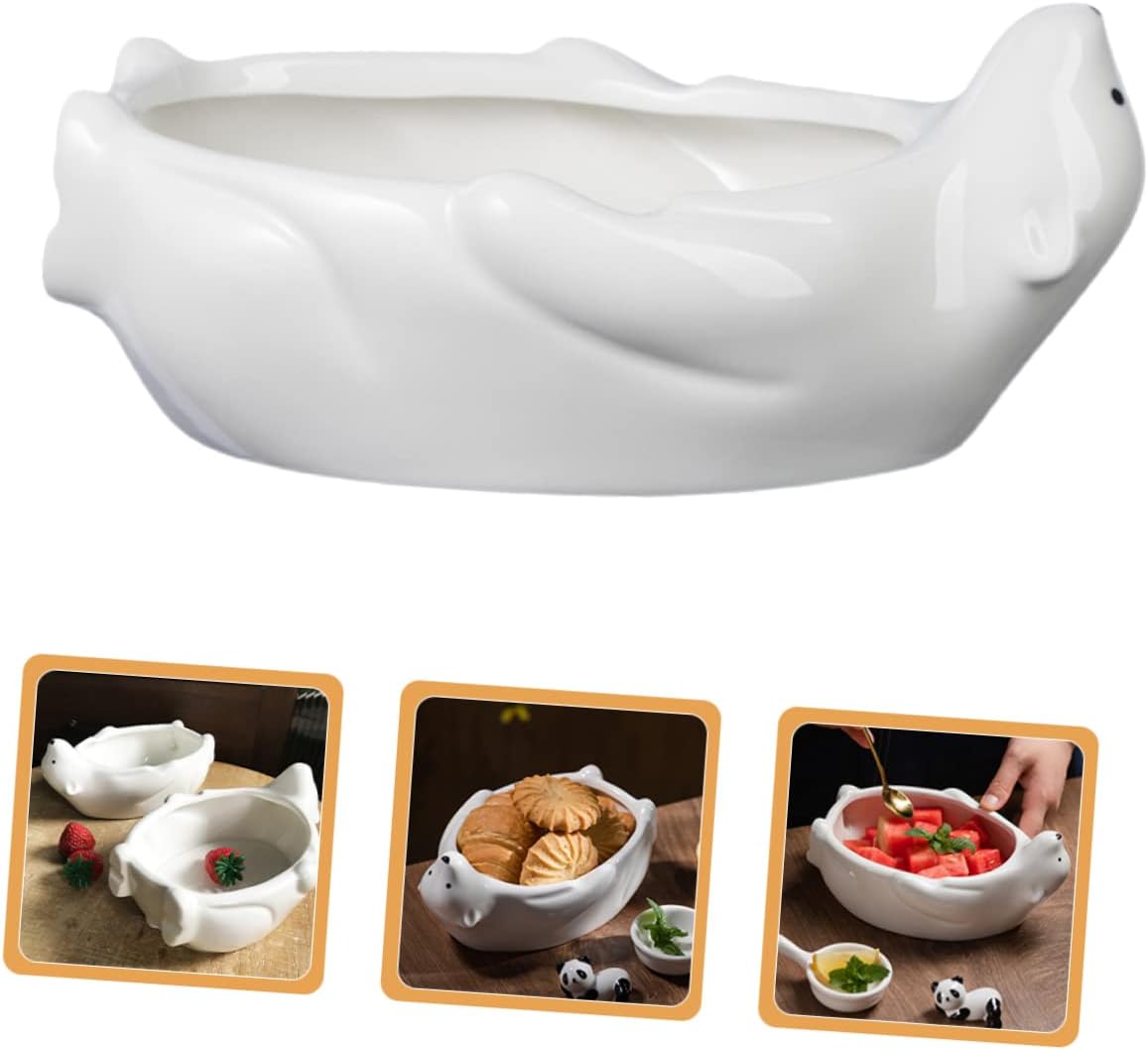 Mobestech Lovely Cartoon Ceramic Bowl Adorable Reusable Salad Serving Bowl for Boys and Girls Easy to Clean Fruits Noodles