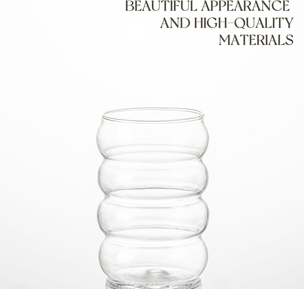 KEMORELA 2PCS Wave Bubble Beverage Glasses With Straws, 18 Oz Vintage Glass Cups, Aesthetic Iced Coffee Glasses, Ripple Glassware, Beer Glasses - Stylish Drinkware for Every Occasion