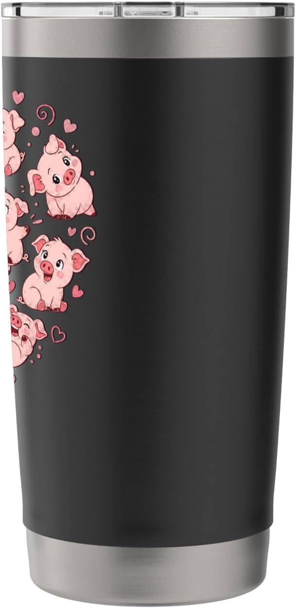 Cute Cartoon Piglets in Heart Shape Illustration Stainless Steel Insulated Tumbler
