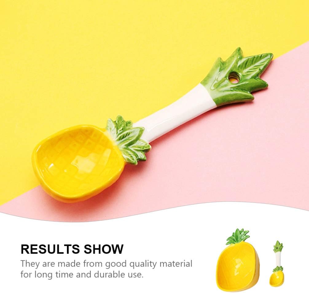 Cabilock Pineapple Design Salad Bowl with Spoon Ceramic Kids Rice Bowl Food Serving for Dining Room Kindergarten Picnic 6.69 X 4.33 X 2.36 in