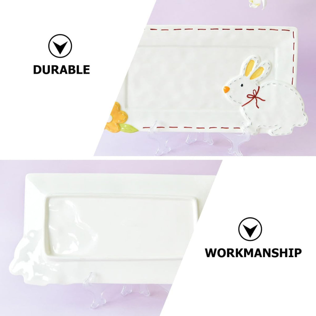 Creative Rabbit Ceramic Plate for Serving Food, Cartoon Novelty Dish