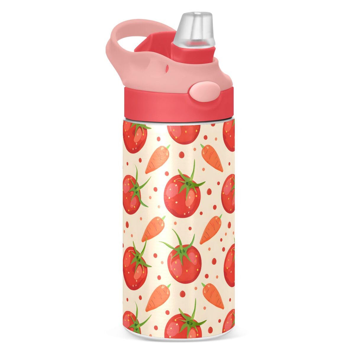 ALAZA Zebra Cartoon Blue Kids Water Bottles Insulated Stainless Steel Tumbler Travel Cup Lids Straw Double Walled Leakproof 12 OZ for Boys Girls