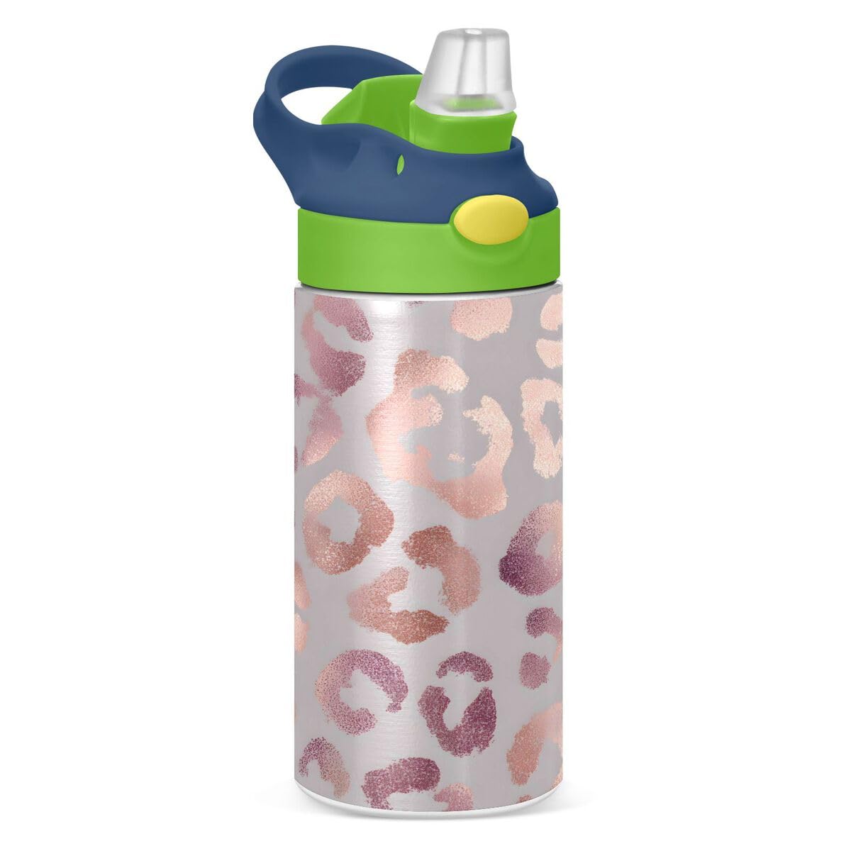 ALAZA Zebra Cartoon Blue Kids Water Bottles Insulated Stainless Steel Tumbler Travel Cup Lids Straw Double Walled Leakproof 12 OZ for Boys Girls
