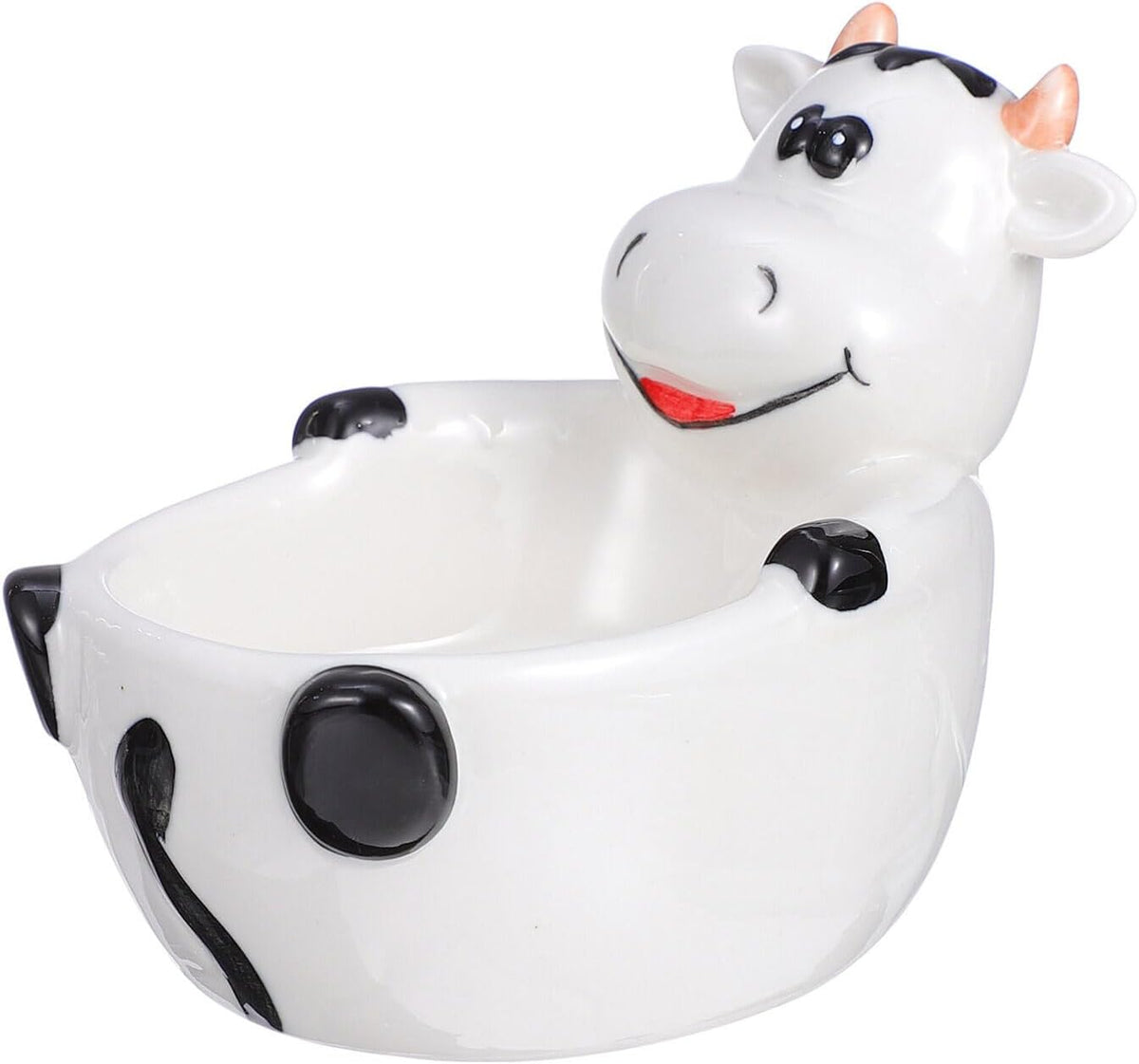 ABOOFAN Animal Shaped Ceramic Bowl Lightweight Cartoon Cow Design Food Container for Dessert Breakfast Snacks Fruit Salad Pasta Soup 5.51X3.54X4.25 Inch