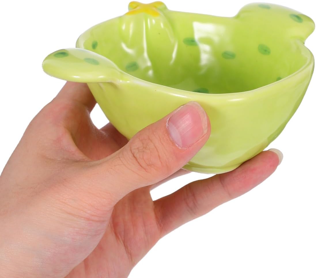 Luxshiny Cactus Dipping Sauce Dish Cartoon Serving Plate for Soy Sauce Sushi Hot Pot Side Dishes Cactus Shaped Snack Bowl 4.72 X 4.13 X 1.96 in