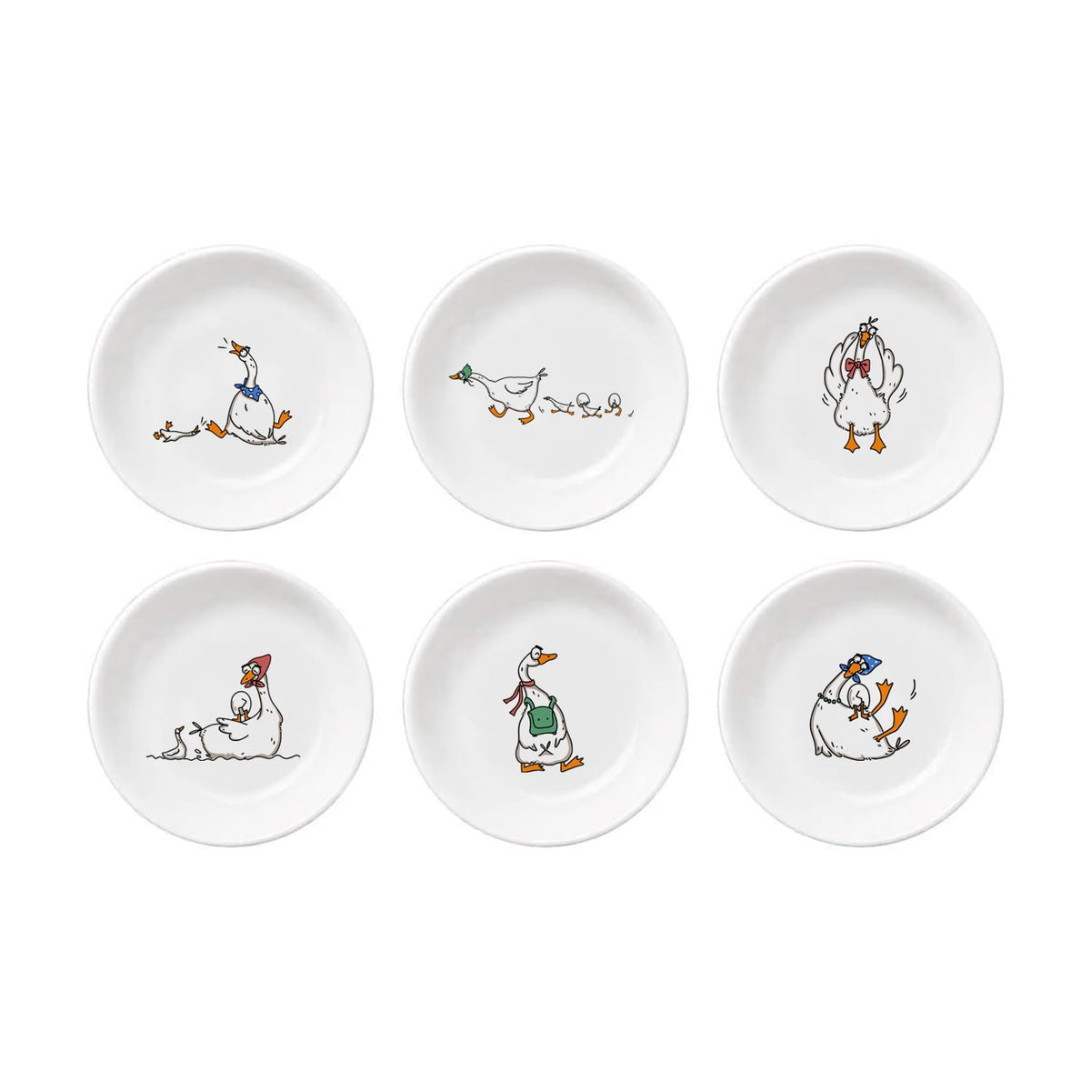 SOCOSY Cute Cartoon Animal Seasoning Dishes Sauce Dishes Sushi Dipping Bowls Appetizer Plates Little Cat Feeding Plates, Serving Dish for Home Kitchen Restaurant-Goose-3.5 Inch
