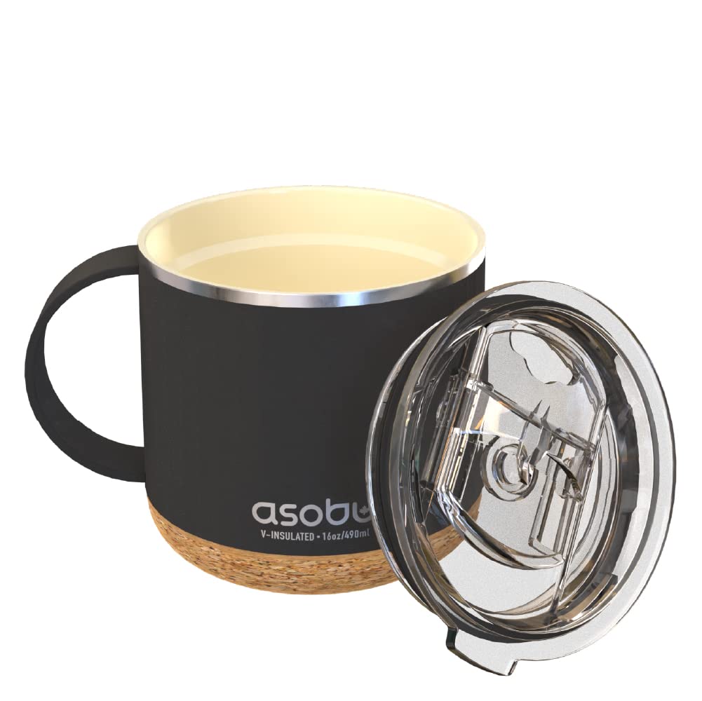 asobu Extra Large Travel Explorer Tumbler for Hot and Cold with Stainless Steel Removable Coffee Mug Sleeve - Straw and Flip Open Sip Spout, 34 oz / 25 oz (Basil Green)