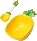 Cabilock Pineapple Design Salad Bowl with Spoon Ceramic Kids Rice Bowl Food Serving for Dining Room Kindergarten Picnic 6.69 X 4.33 X 2.36 in