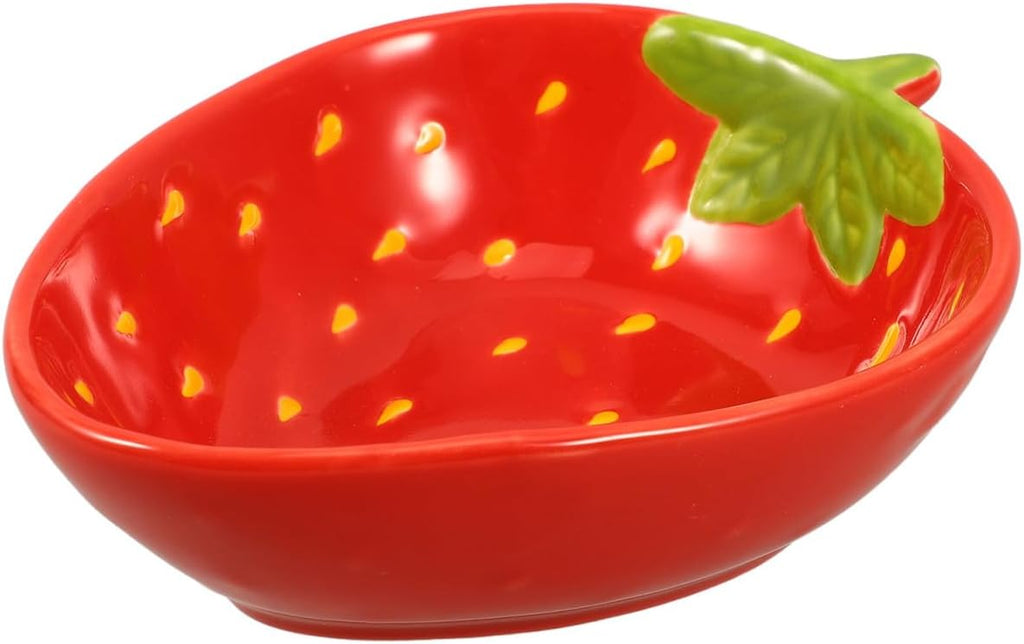 BESTOYARD Strawberry Pattern Ceramic Salad Bowl 5.11 in Fruit Bowl for Dessert Snacks Side Dishes and Daily Use 1 Piece Serving for Home Kitchen Dining