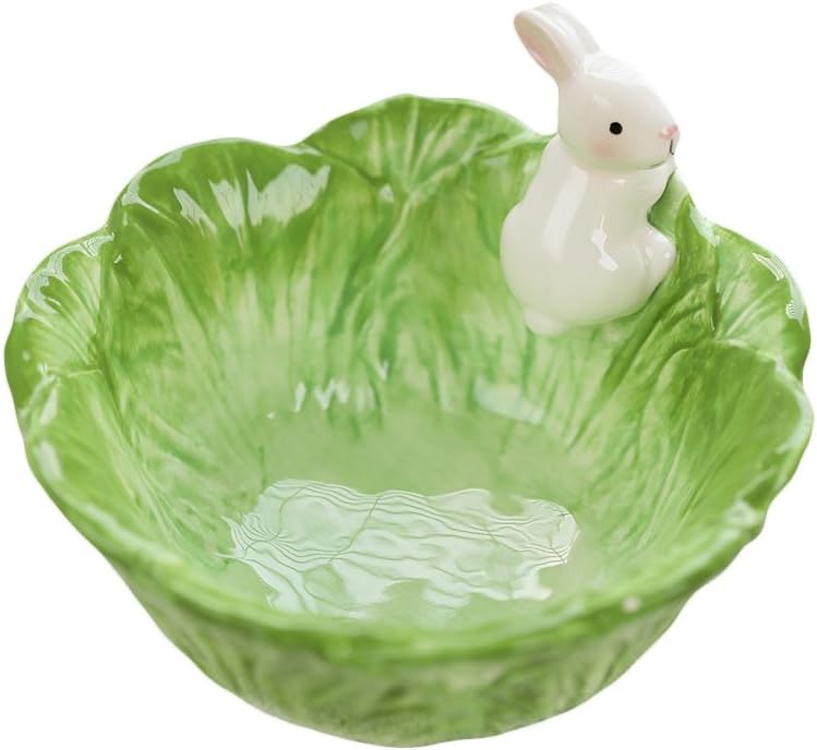 WAIT FLY Cute Cartoon Cabbage with Rabbit Shaped Ceramic Bowls Rice Bowls/ Salad Bowls/ Soup Bowls/ Saucer
