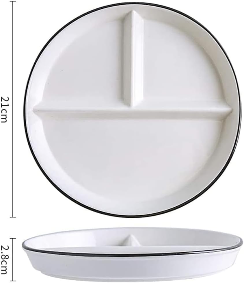 SOCOSY Ceramic 3-Compartment Portion Control Plate Divided Dish Platters, Divided Dessert Salad Dinner Snack Dishes, Appetizer Serving Trays, 1 PC - Balloon Cat-8 Inch