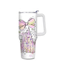Cartoon Castle Tumbler 40 oz, Firework Tumblers with Lids and Straws, Insulated Cup Stainless Steel Travel Mug, Birthday Christmas Gifts