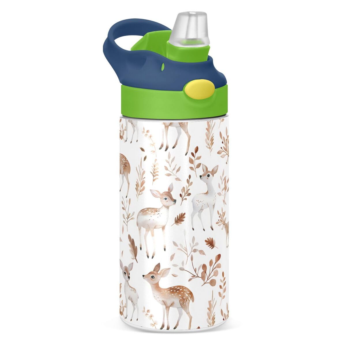 ALAZA Zebra Cartoon Blue Kids Water Bottles Insulated Stainless Steel Tumbler Travel Cup Lids Straw Double Walled Leakproof 12 OZ for Boys Girls