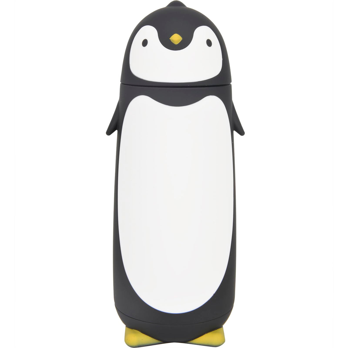 Penguin Glass Water Tumbler- Cute Water Bottle Double Walled Cup Flask Travel Mug for Kids, Students, 9.6oz, Grey