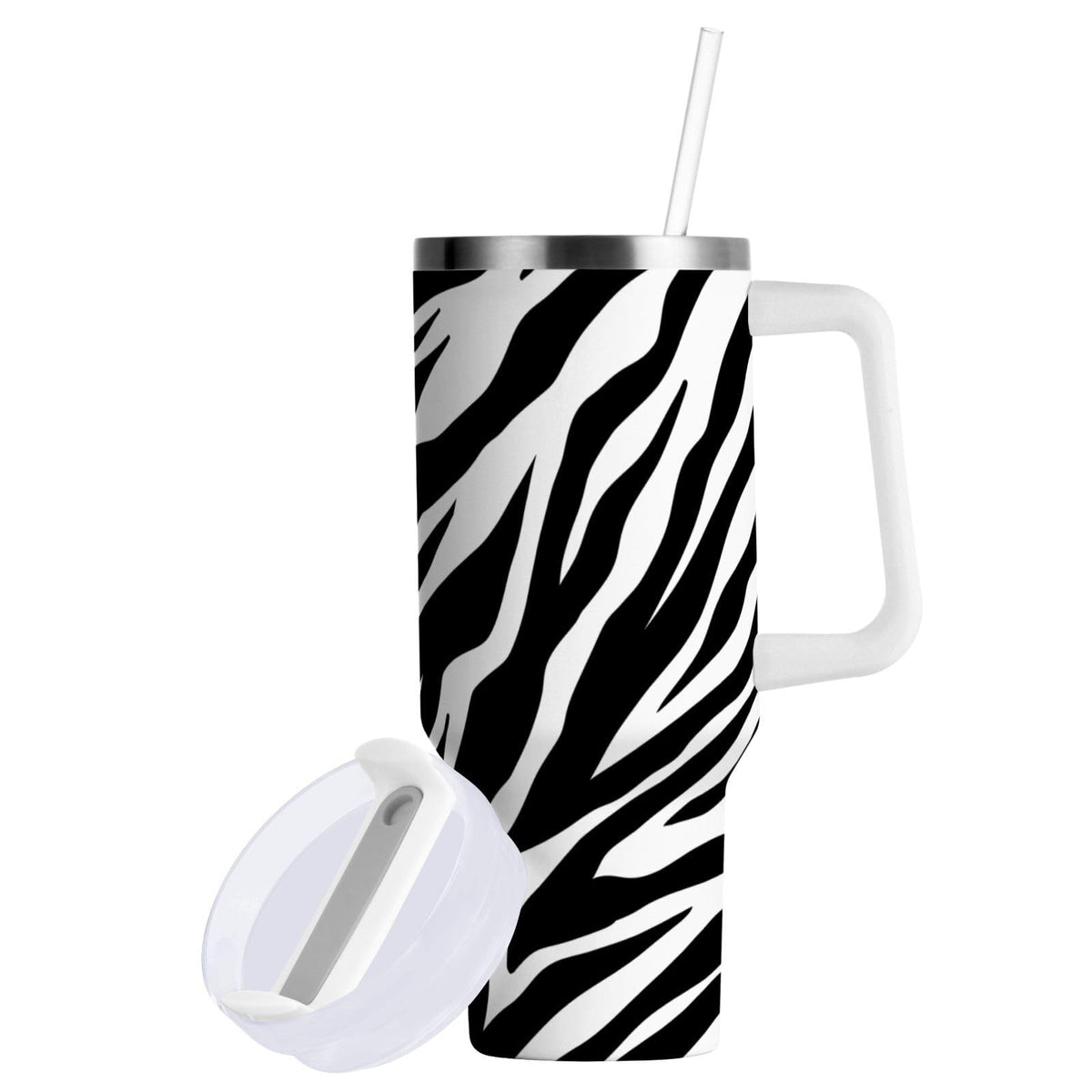 Cartoon Style White Geese Tumbler with Handle and Straw Leak Proof Tumbler 2 in 1 Lid Insulated Water Bottle Tumblers Stainless Steel Cup Large Travel Mug Cups, Gifts for Women Man, 30oz