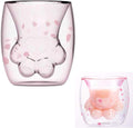 WubbaLubba Coffee Mug Sakura Double Wall Glass Cup Cat Claw Cup Heat-resistant Handmade Creative Milk Mug Tea Whiskey Cup