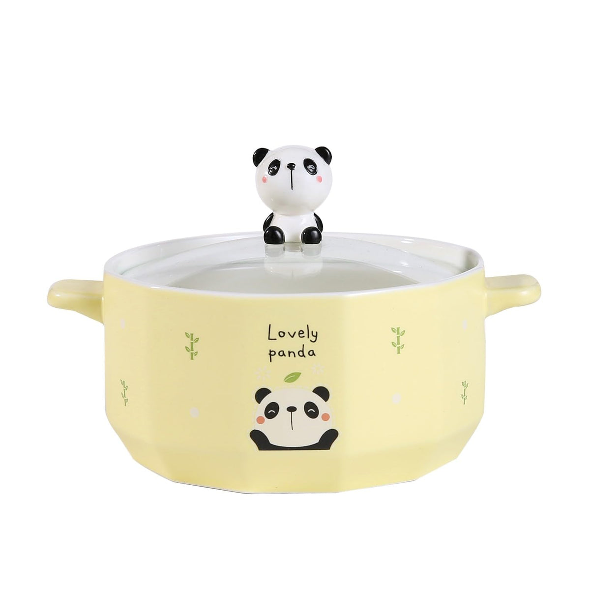 Urban Tokyo Whimsical Characters Porcelain Ramen Noodle Bowl with Glass Lid 30 fl oz Bowl With Side Handles For Udong, Pho, Tomyum Ramen Noodle Soup (Rabbit)