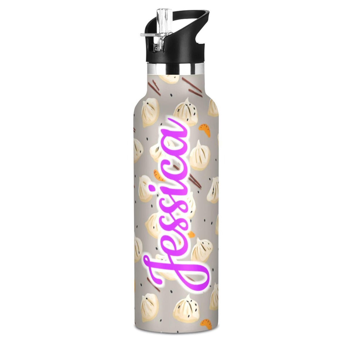 Kcldeci Kids Water Bottle for School Cartoon Chicken Nuggets Personalized 20oz Stainless Steel Insulated Tumbler with Straw, Leak-Proof Travel Flask for Boys Girls, BPA-Free