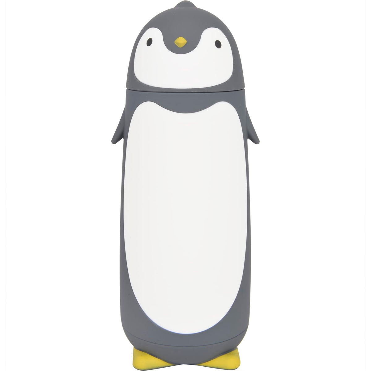 Penguin Glass Water Tumbler- Cute Water Bottle Double Walled Cup Flask Travel Mug for Kids, Students, 9.6oz, Grey