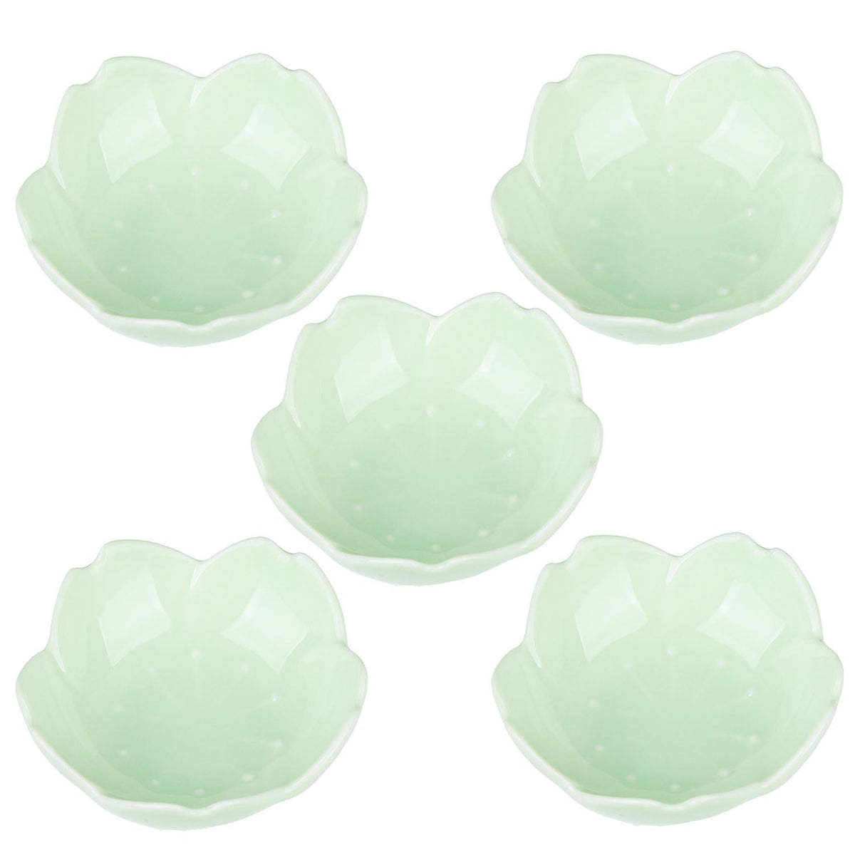 WHJY Pink Cherry Blossom Dish Set, Cute Pink Ceramic Plates, Sauce/Seasoning Dish, Sushi Dishes, Soy Dipping Bowl, Dessert, Appetizer Plates, Serving Dish for Kitchen Home – Set of 5