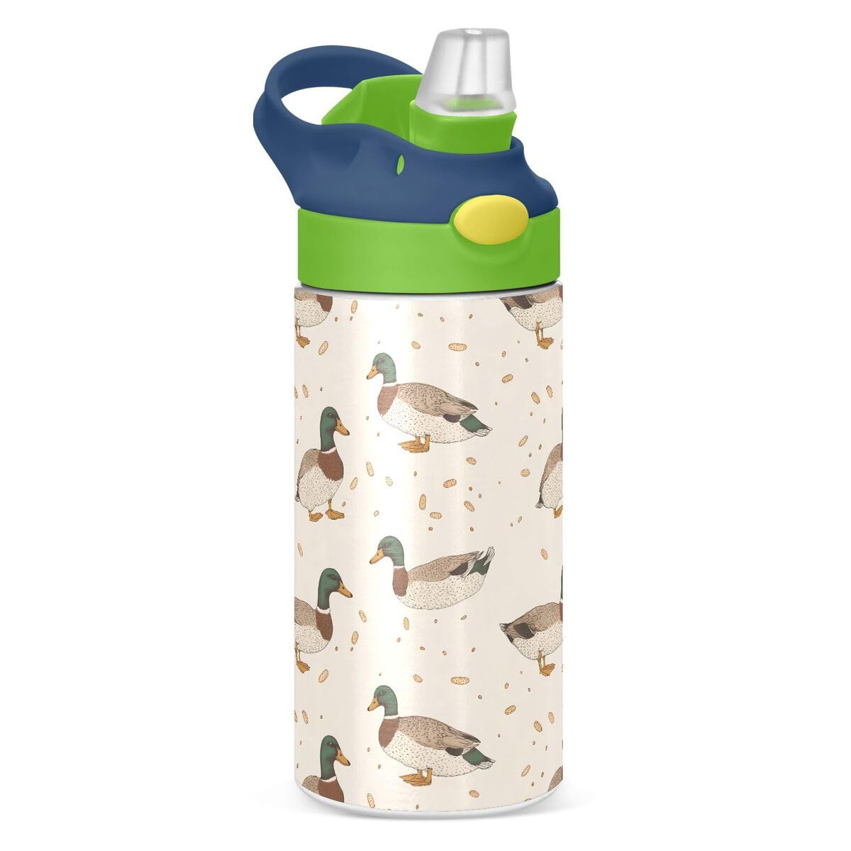 ALAZA Zebra Cartoon Blue Kids Water Bottles Insulated Stainless Steel Tumbler Travel Cup Lids Straw Double Walled Leakproof 12 OZ for Boys Girls