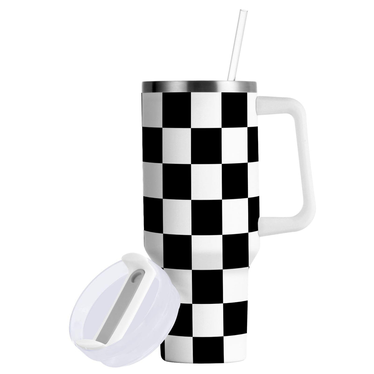 Cartoon Style White Geese Tumbler with Handle and Straw Leak Proof Tumbler 2 in 1 Lid Insulated Water Bottle Tumblers Stainless Steel Cup Large Travel Mug Cups, Gifts for Women Man, 30oz