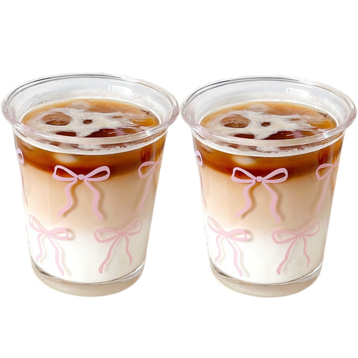 2 Pack 12 OZ Cute Floral Glass Cup Rabbit Drinking Glasses