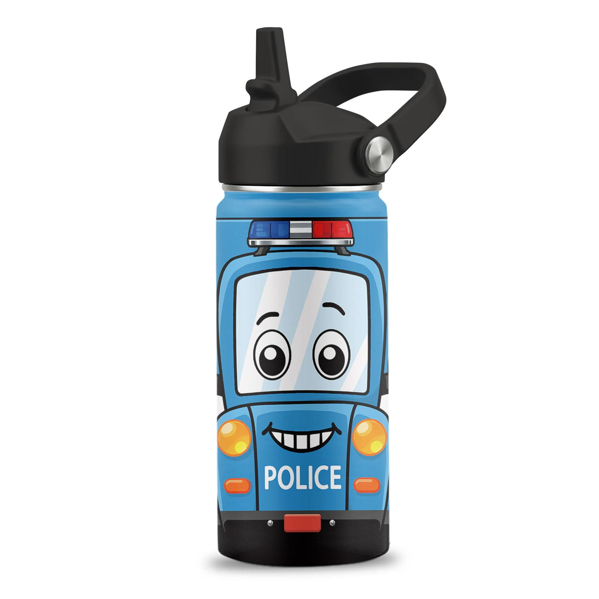 Cute Ambulance Car Water Bottle, 16 oz Water Bottles with Straw Lid