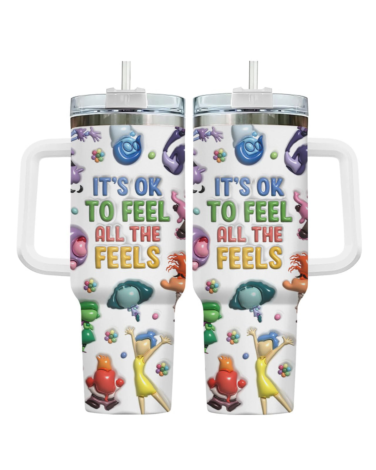 Movie Cartoon Dog Tumbler 40oz with Handle & Straw