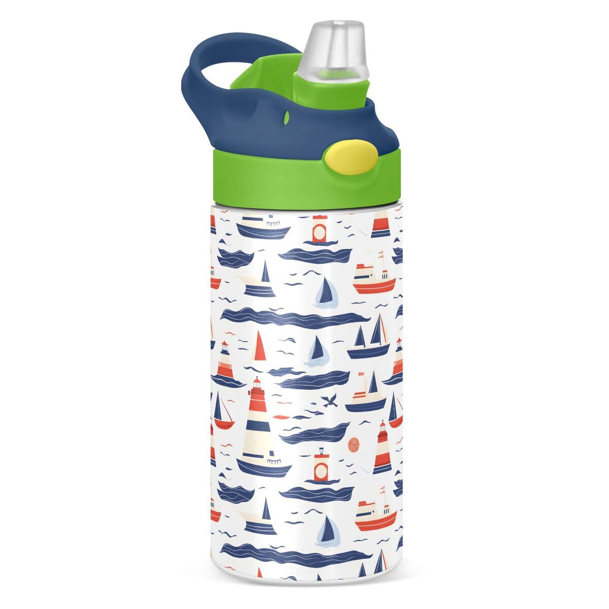 ALAZA Zebra Cartoon Blue Kids Water Bottles Insulated Stainless Steel Tumbler Travel Cup Lids Straw Double Walled Leakproof 12 OZ for Boys Girls