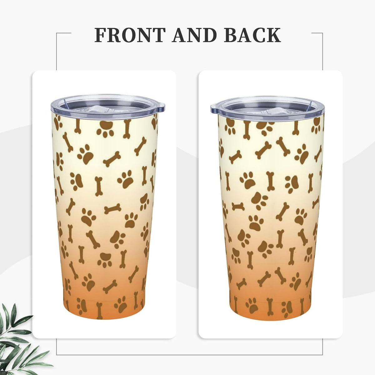 Dog Paw Bone 20oz Tumbler with Lid and Straw for Women, Gradient Cartoon Footprint Insulated Mug Creative Animal Paw Bone Stainless Steel Tumbler Double Wall Vacuum Travel Mug Coffee Cup