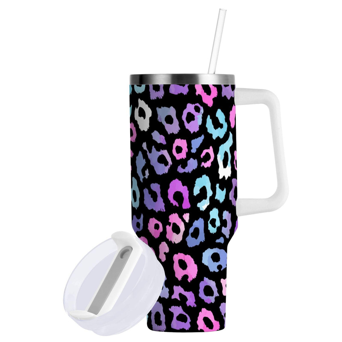 Cartoon Style White Geese Tumbler with Handle and Straw Leak Proof Tumbler 2 in 1 Lid Insulated Water Bottle Tumblers Stainless Steel Cup Large Travel Mug Cups, Gifts for Women Man, 30oz