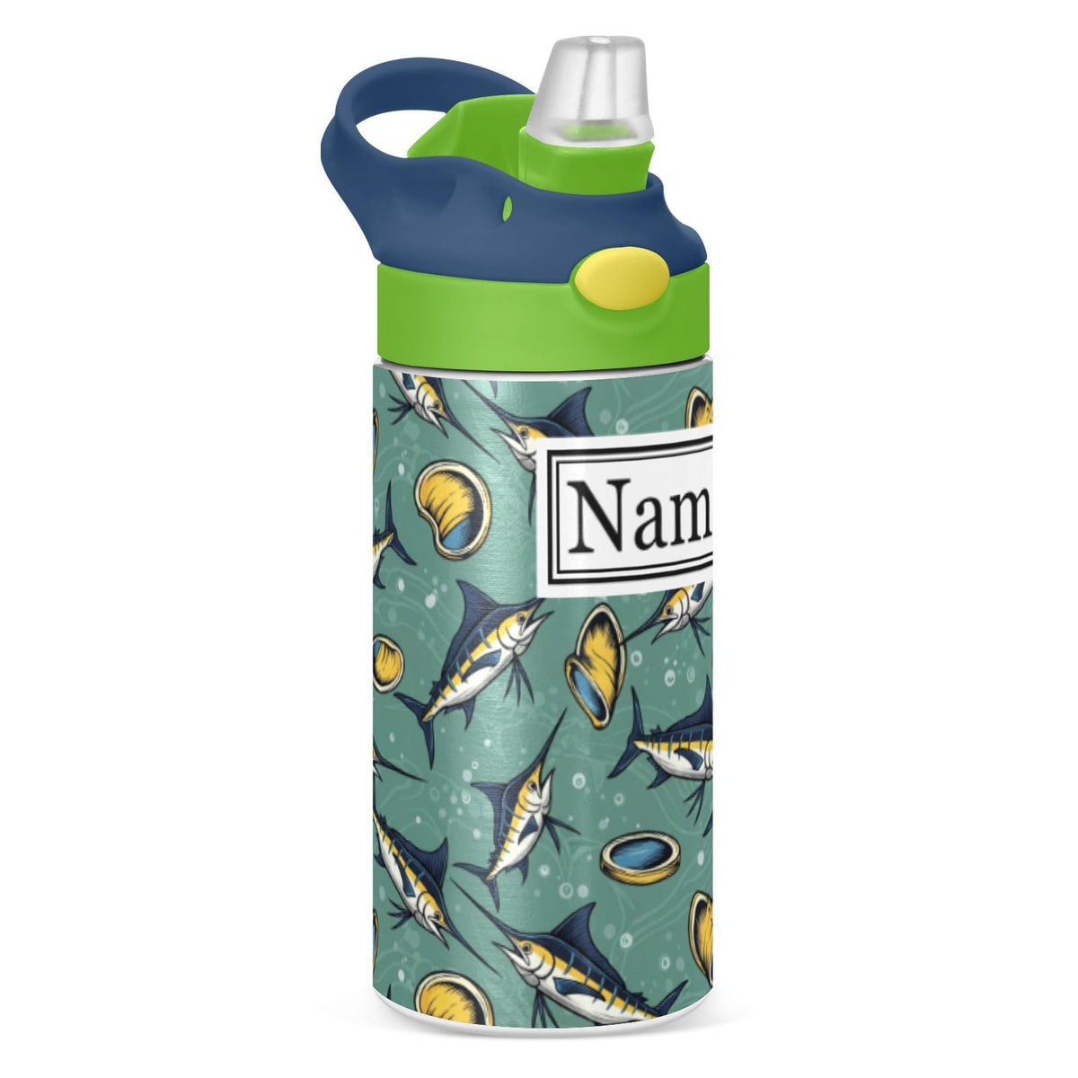 Personalized Name Water Bottles for Kids Cartoon Crocodiles Basketball Custom Toddlers Insulated Stainless Steel with Straw Lid Tumbler Gift for Boys Girls Birthday School