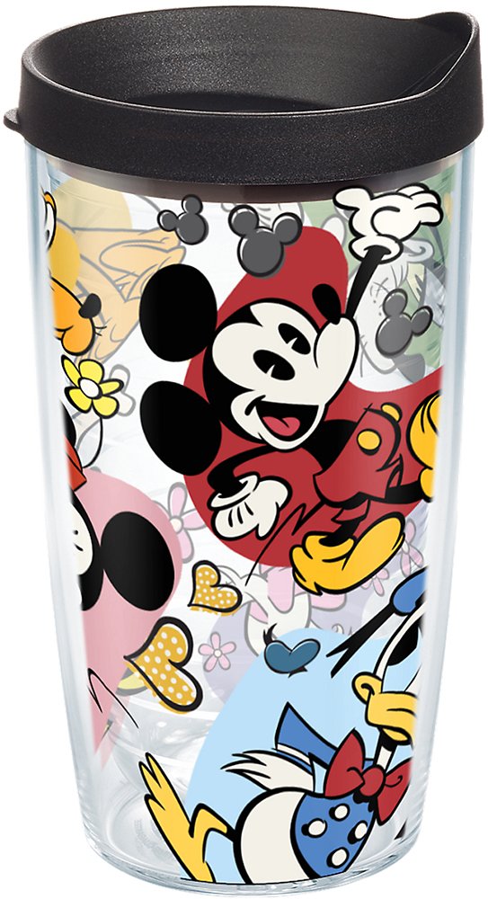 Tervis Disney - Classic Characters Tumbler with Wrap and Black Lid 24oz, Clear