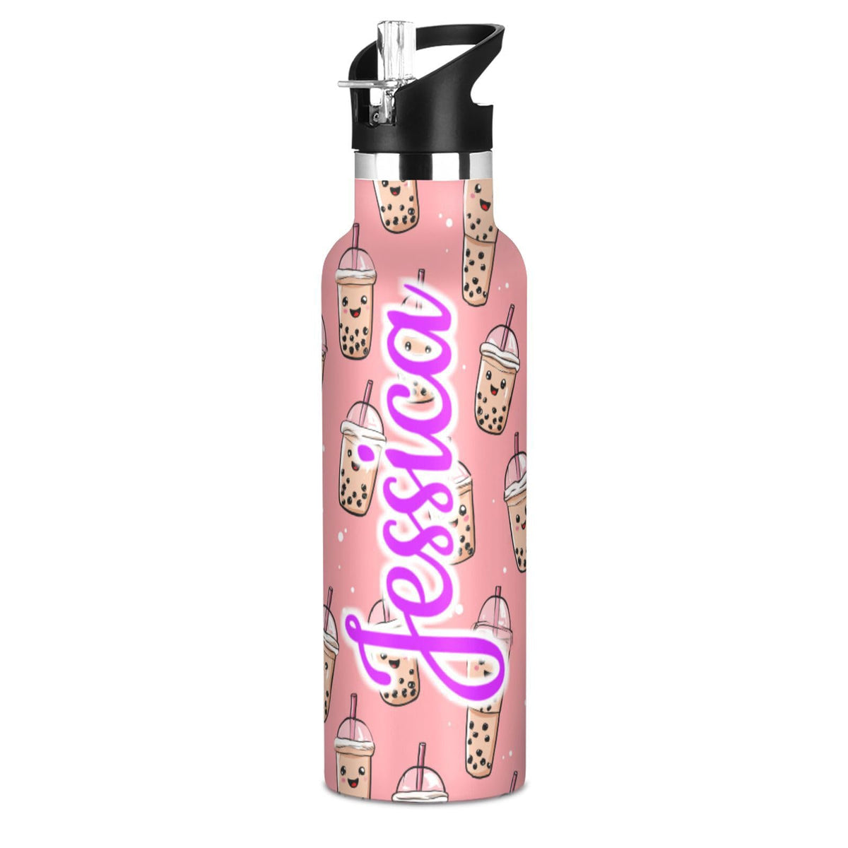 Kcldeci Kids Water Bottle for School Cartoon Chicken Nuggets Personalized 20oz Stainless Steel Insulated Tumbler with Straw, Leak-Proof Travel Flask for Boys Girls, BPA-Free