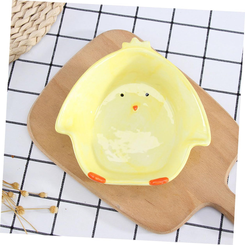 Zerodeko Adorable Ceramic Salad Bowl for Party Snack Serving Reusable Food Dish with Premium Texture Cute Cartoon Design for Home Dining Appetizer and Dessert Use