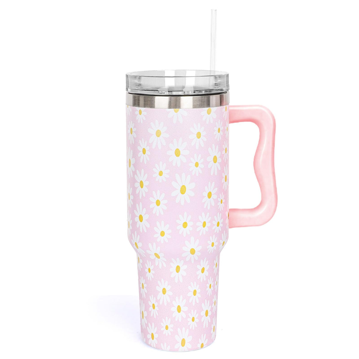Whaline 40 Oz Cartoon Sponge Tumbler with Handle Straw and Lid Ocean Themed Travel Tumbler Flower Bubble Jellyfish Coffee Cup for Friend Summer Holiday Birthday Party Favors