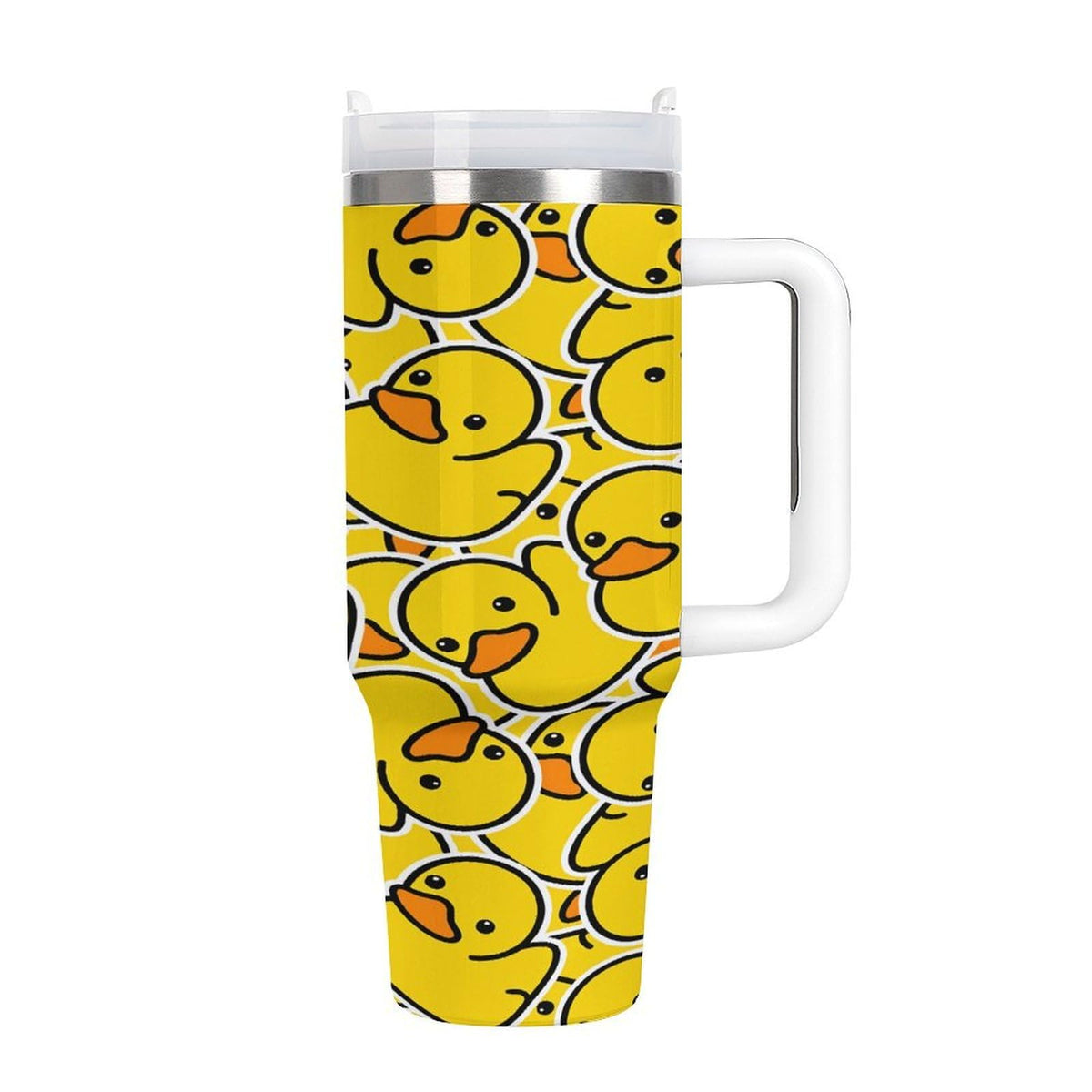 Stainless Steel Insulated Tumbler 40 OZ (1200 ML), Cartoon Yellow Duck Coffee Mug Cup with Splash-Proof Lid And Straw for Car Home Office Outdoor Travel