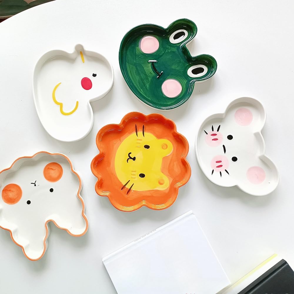 Cartoon Cute Dessert Plate Salad Fruit Home Hand-Painted Underglaze Animal Breakfast Ceramic Dinner Snack Ice Cream Soup Pasta (Mouse)