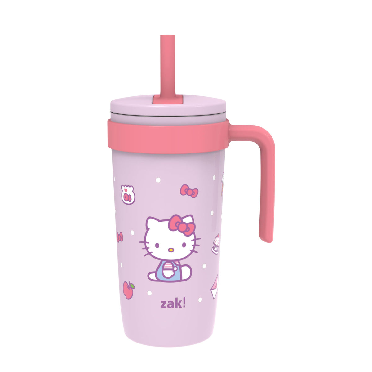 Zak Designs Disney Lilo & Stitch Fairway Travel Tumbler for On the Go or At Home, 18oz Stainless Steel with Vacuum Insulation, Spillproof Silicone Straw, and Carry Handle for Cold Drinks (Stitch)