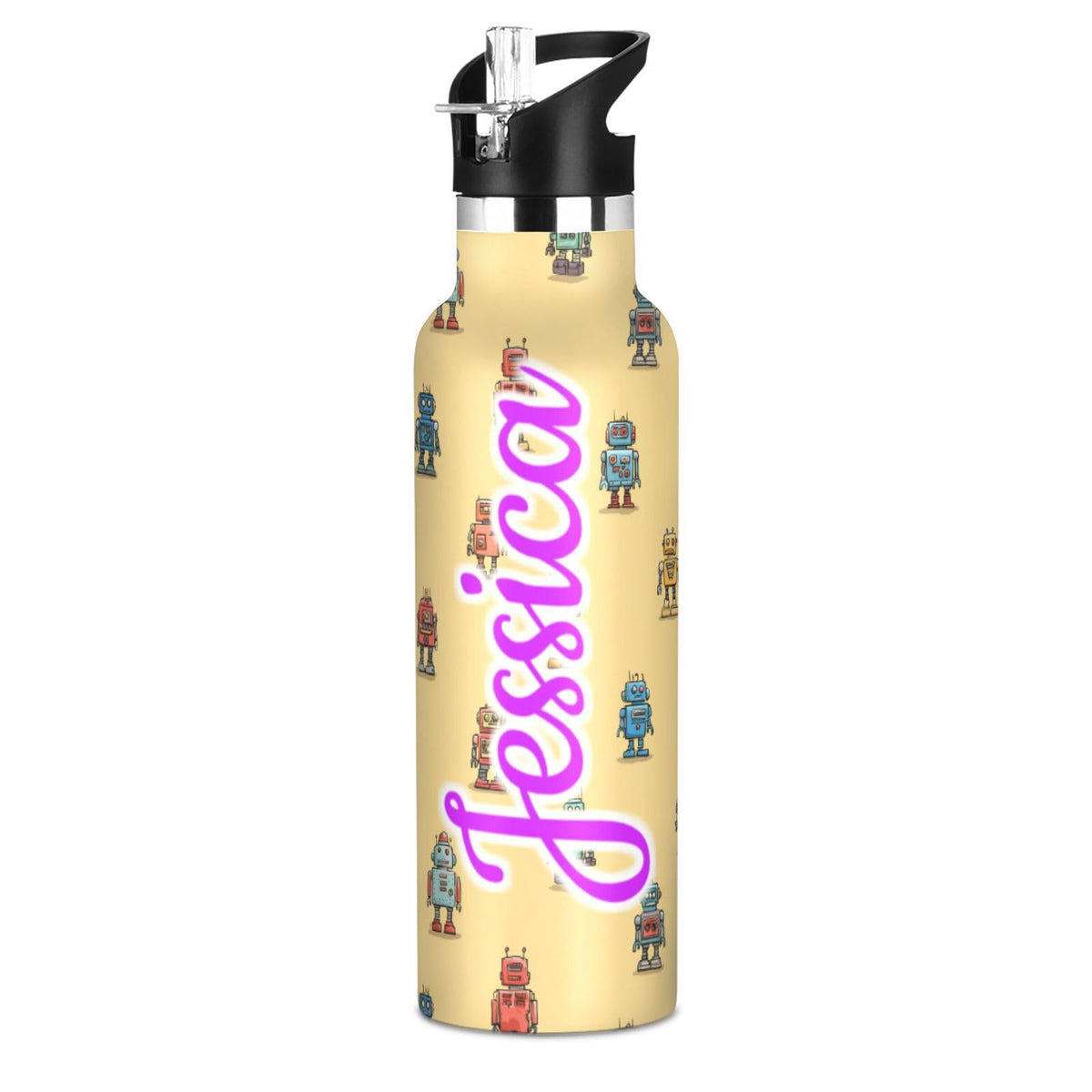 Kcldeci Kids Water Bottle for School Cartoon Chicken Nuggets Personalized 20oz Stainless Steel Insulated Tumbler with Straw, Leak-Proof Travel Flask for Boys Girls, BPA-Free