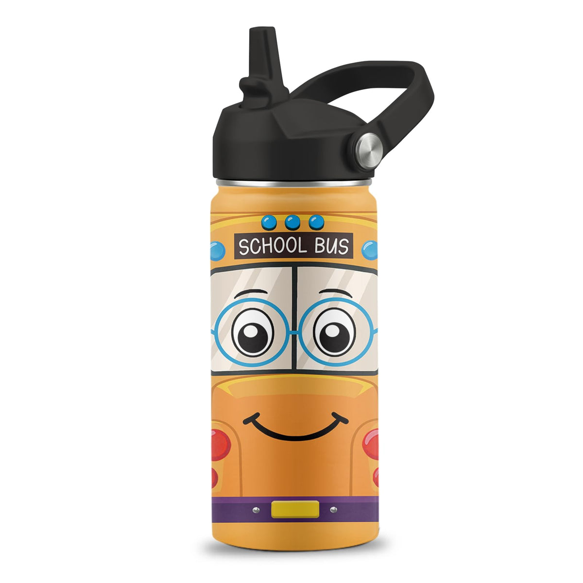 Cute Ambulance Car Water Bottle, 16 oz Water Bottles with Straw Lid