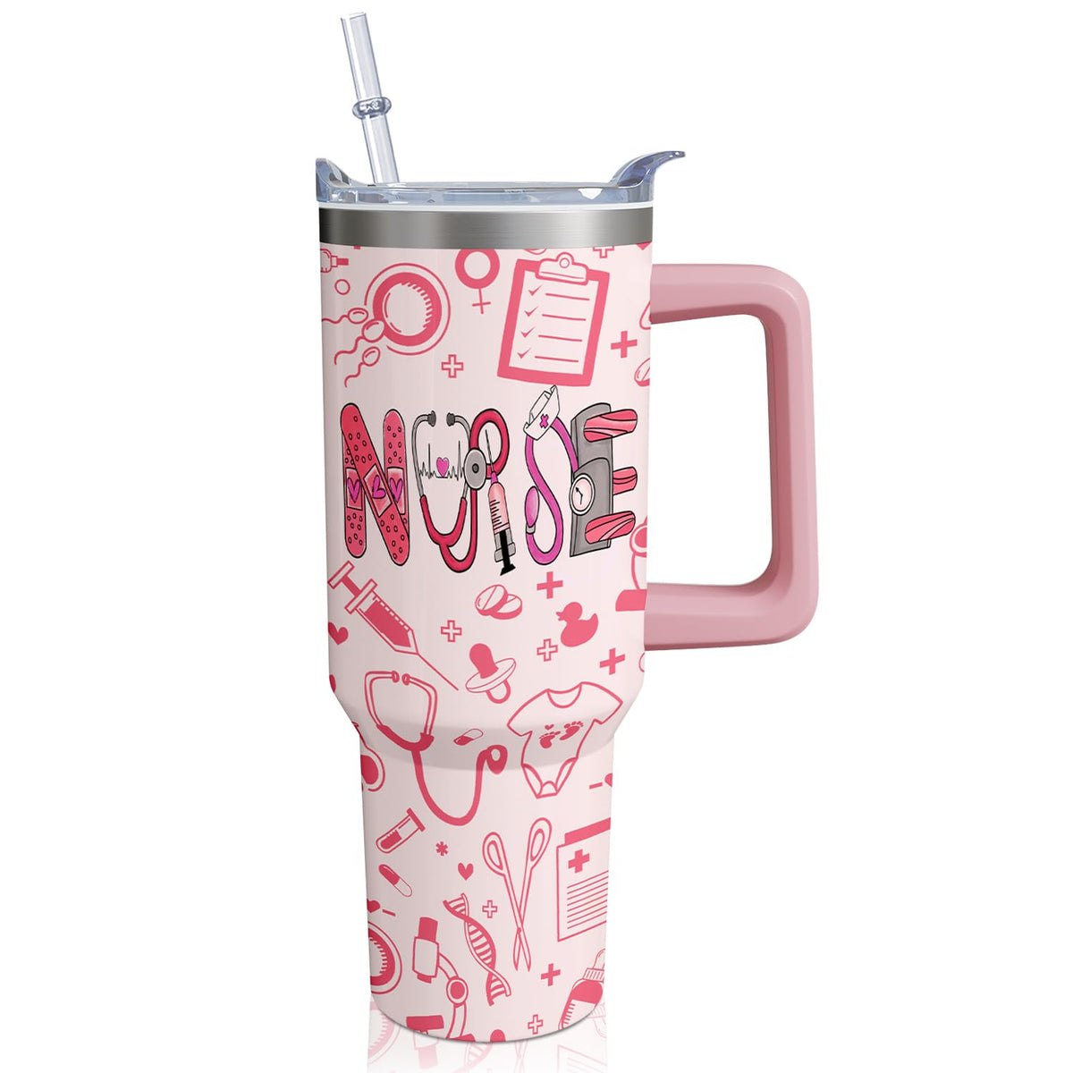 40OZ Sea Turtle Tumbler with Handle and Straw - Hot & Cold Insulated Stainless Steel Double Wall Coffee Mug - Sea Turtle Gift