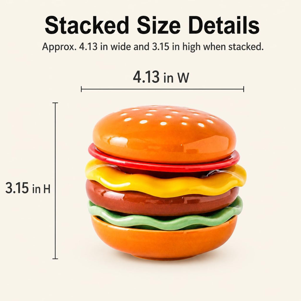 6-Piece Stackable Ceramic Burger Plate Set for Sauces & Dips