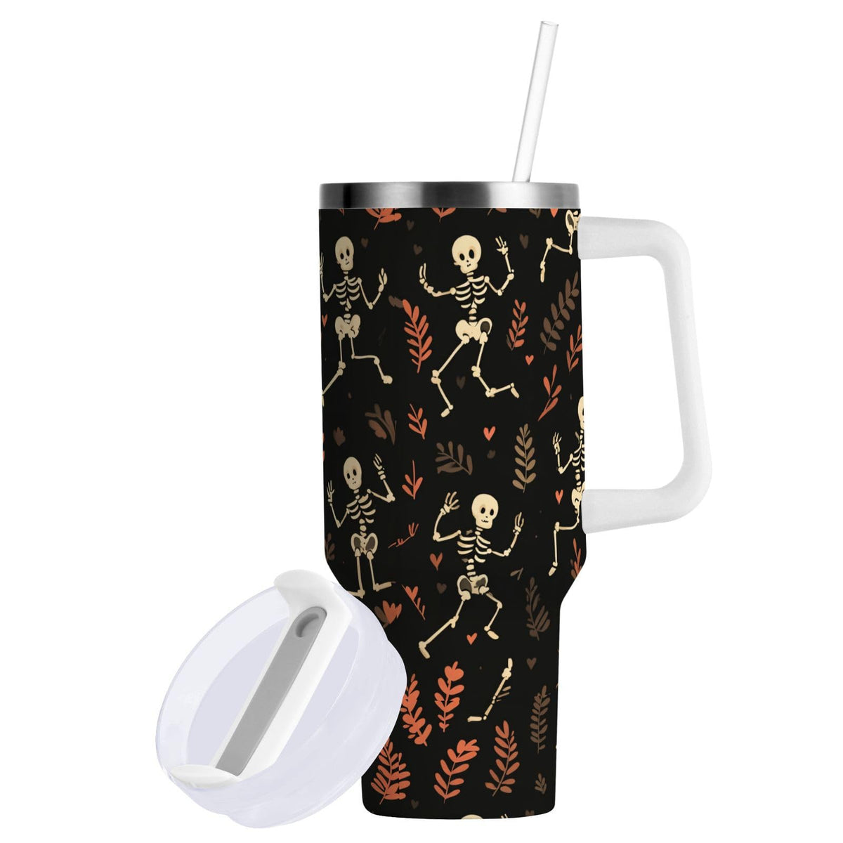 Cartoon Style White Geese Tumbler with Handle and Straw Leak Proof Tumbler 2 in 1 Lid Insulated Water Bottle Tumblers Stainless Steel Cup Large Travel Mug Cups, Gifts for Women Man, 30oz