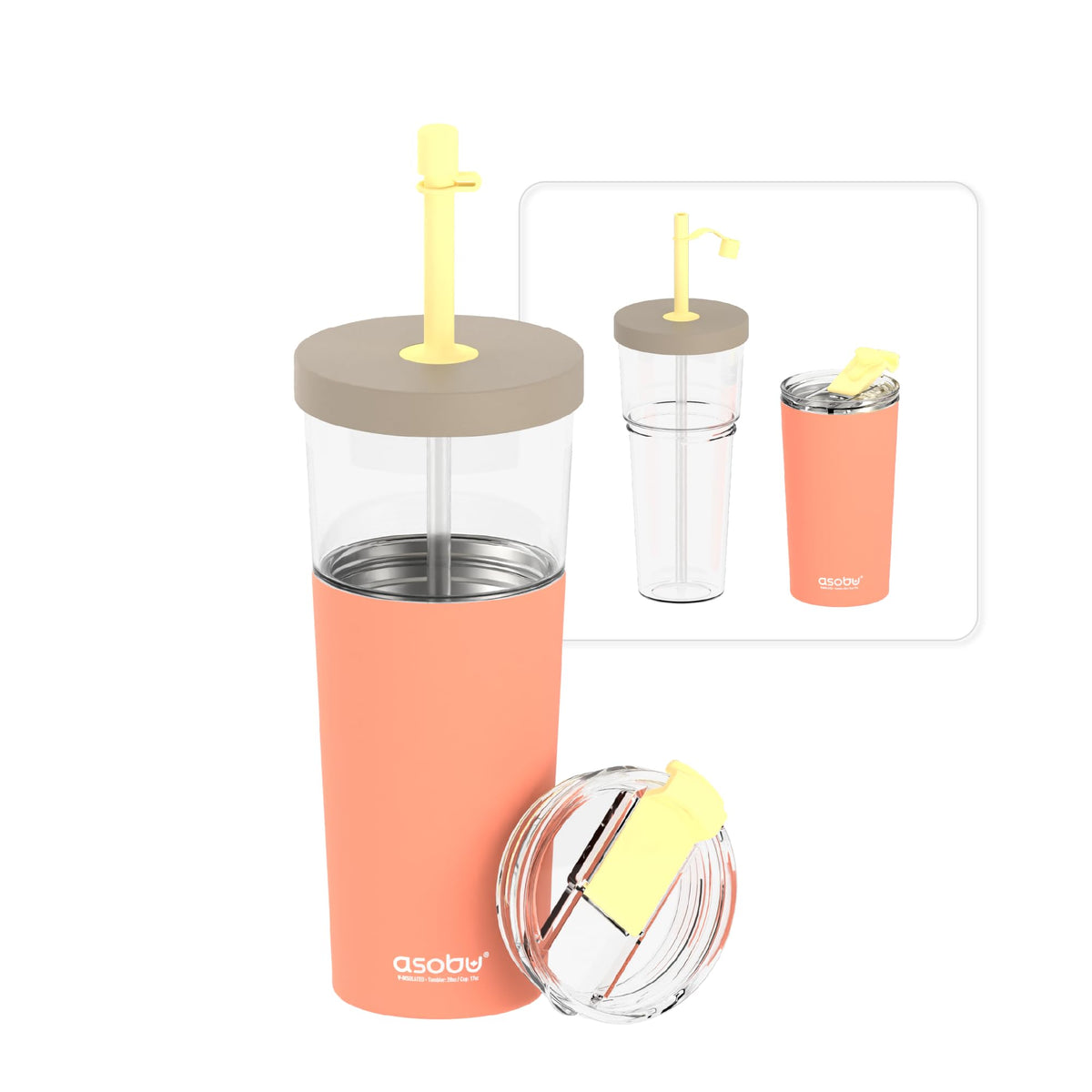 asobu Ocean Stainless Steel Tumbler with Flexible Straw Lid | Insulated Water Bottle for Ice Coffee, Cold Brew | Flip Open Lid for Hot Tea and Coffee | Reusable Travel Cup 27 Ounce (Mint)