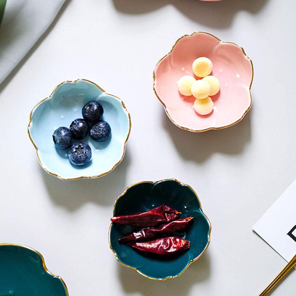 Japanese Style Soy Sauce Dishes set of 6, Cherry Blossom Porcelain Sauce Dish Seasoning Dish Sushi Soy Dipping Bowl Dessert Bowl Appetizer Plates Serving Dish for Kitchen Home (Blue)