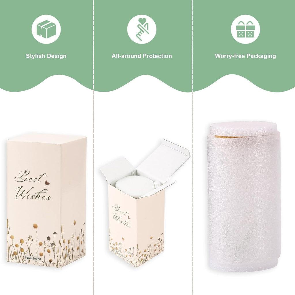Floral Gifts for Women, Flower Glass Cup with Lid and Straw